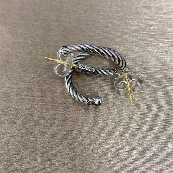 Classic Sculpted Cable Hoop Earrings in Sterling Silver - Picture 3 of 5